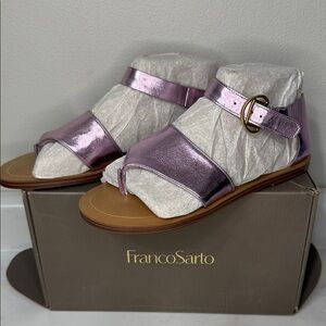 Franco Sarto Metallic Lilac Open-Toe Ankle Strap Sandals